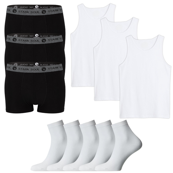 Pachet | Maiou, Boxeri + Sosete de lungime medie - BLACK & WHITE